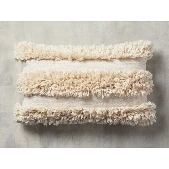 Arhaus Other - ARHAUS Winstead Lumbar Pillow Cover Ivory Shag Striped Pattern Fringe India NEW